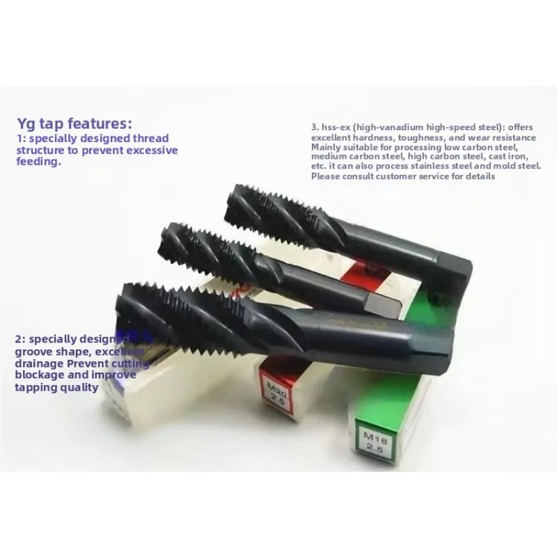 High Performance Imported Korea YG Spiral Flute Machine Tap for Steel Cast Iron M2-M20