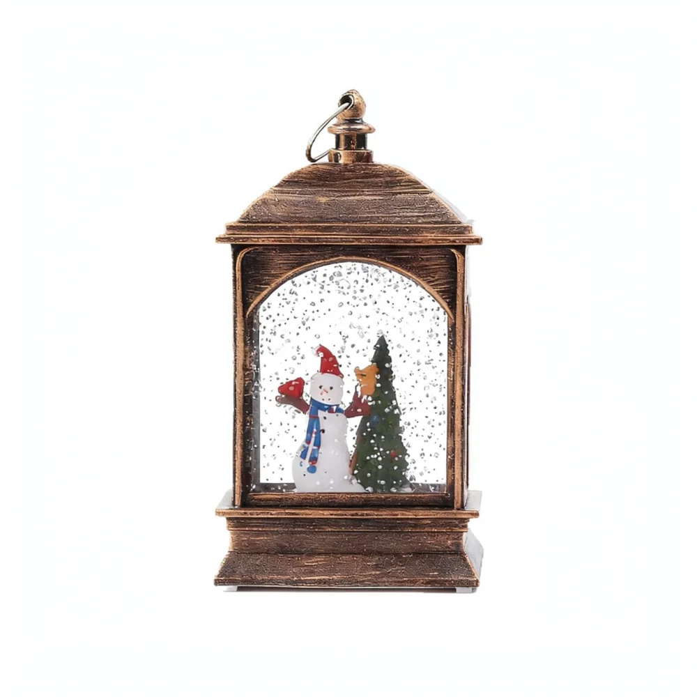 Christmas Glowing Lantern Santa Snowman Figurine Decorative Table Ornament Holiday Home Window Decor Gift