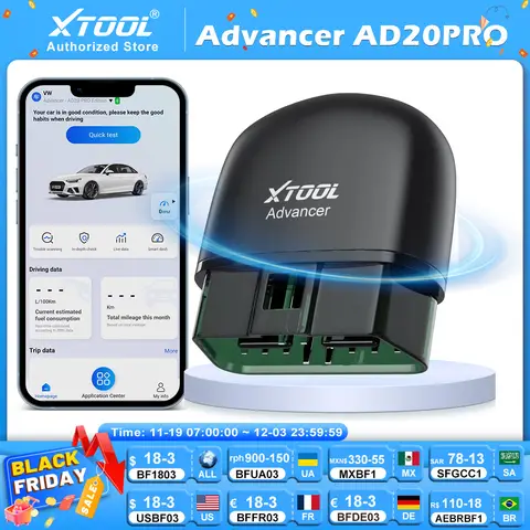 XTOOL Advancer AD20Pro Bluetooth OBD2 Scanner All System Oil Reset OBD 2 Auto Diagnostic Tools Lifetime Free Update Code Reader