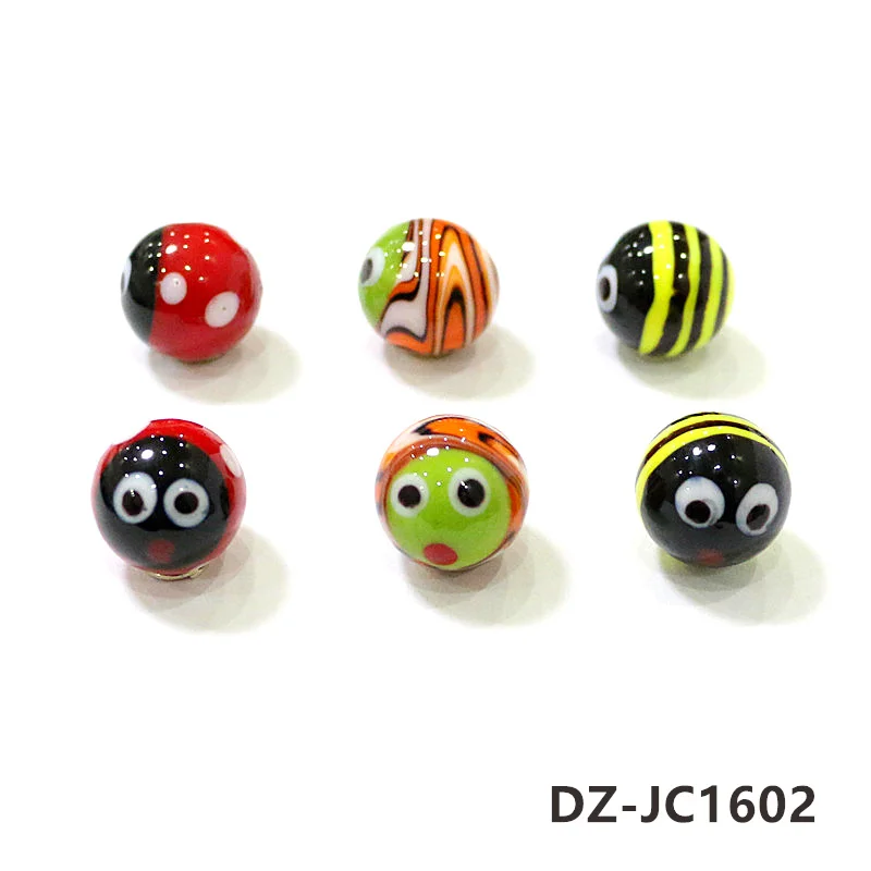 6Pcs 16MM Rare Glass Marbles Ball Creative Ladybug Bee Design Aquarium Home Vase Decor Holiday Party Xmas New Year Gift for Kids