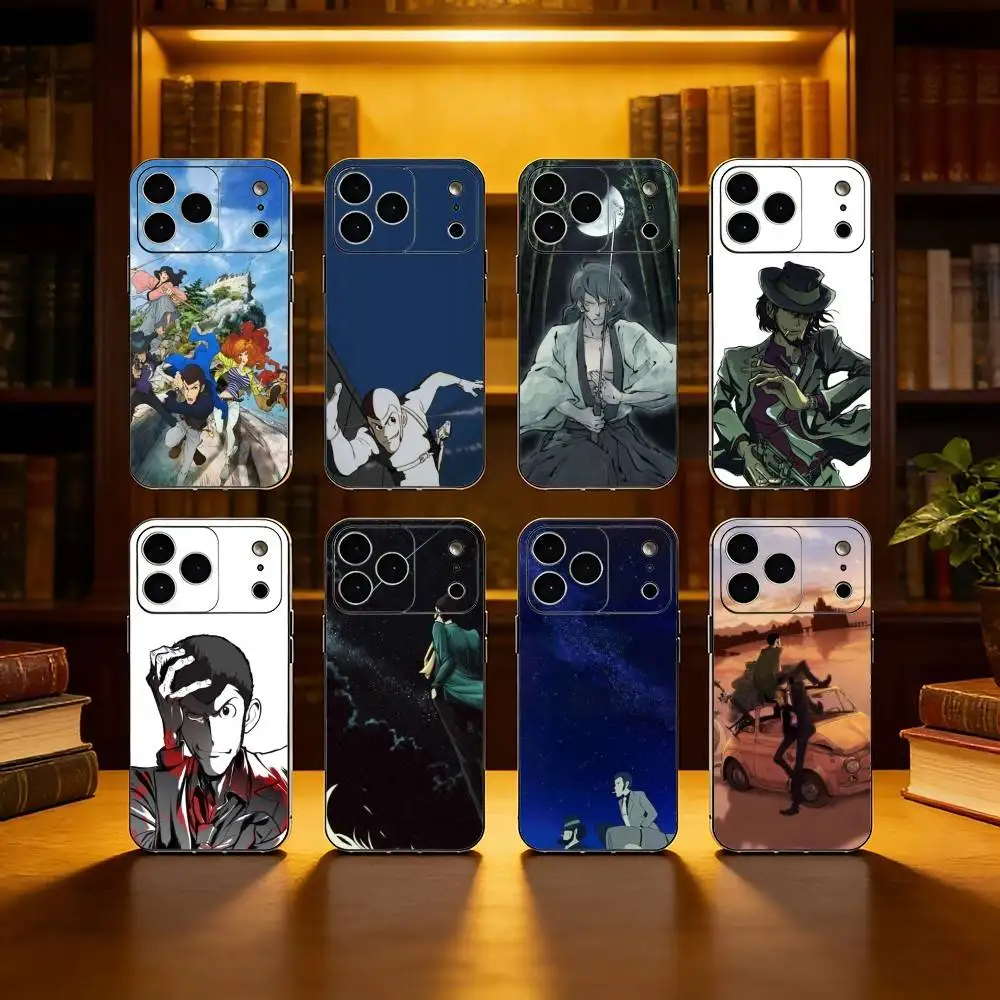 Anime L-Lupin the Third  Phone Case For iPhone 17,16,15,14,13,12,11 Plus,Pro Max, Soft Silicone Black Cover