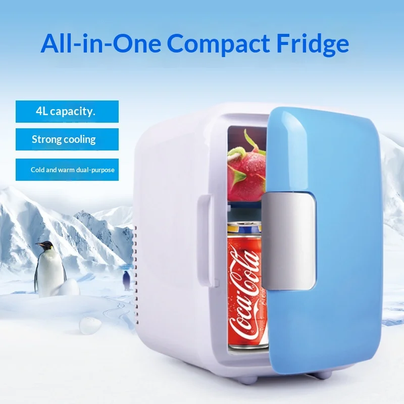 Mini 4L Portable Hot & Cold Refrigerator with Cold Storage and Insulation for Home and Car Dual-Use Preservation