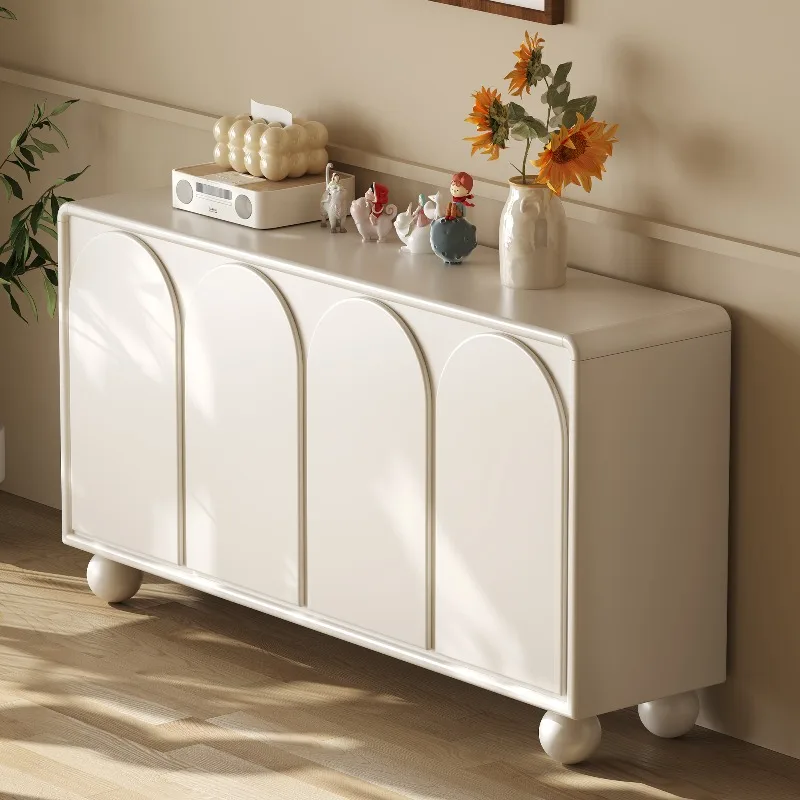 French cream style solid wood dining side cabinet living room partition entrance integrated drawer storage storage tea cabinet