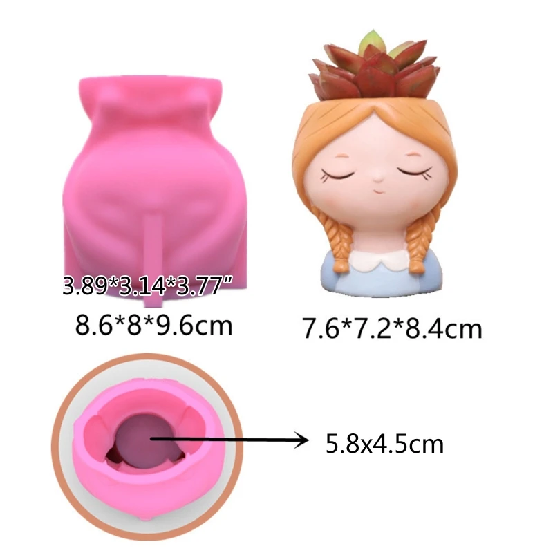 Moule Pot fleurs en résine époxy pour fille mignonne, porte-Pot plante succulente, plâtre en béton, moule en Silicone,