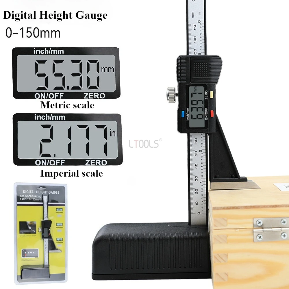 

Цифровой измеритель высоты 0-150 мм для деревообрабатывающих станков с мощным магнитным основанием