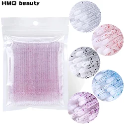 50pcs Crystal Disposable Micro Brush Individual Lash Removing Swab Mascara Wands Applicator Makeup Tools For Eyelash Extension
