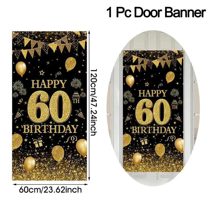 Schwarz-goldenes Banner für Türen, geeignet für Geburtstagsfeiern für 18-, 30-, 40-, 50- und 60-Jährige. – Detail 4