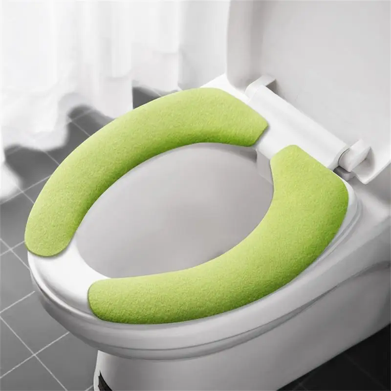 set Reusable Warm Flannel Toilet Sticker Toilet Seat Covers Washable Toilet Seat Filling Bathroom Mat Seat Cover Universal