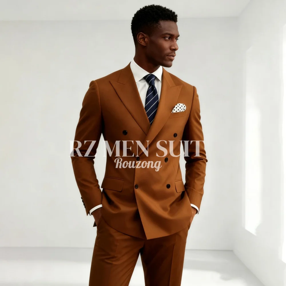 

Mens Suits Double Breasted Suit Men 2 Piece Slim Fit Wedding Suit High Quality Prom Male Suits Blazer Formal Groom Suits