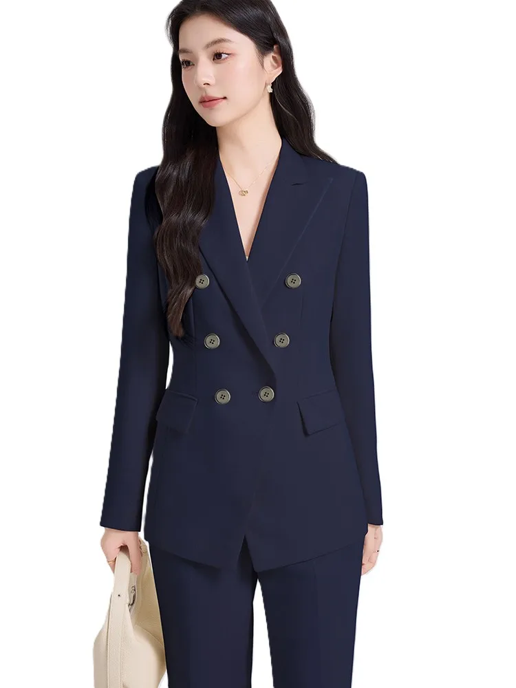 

Синий, черный, бежевый женский деловой брючный костюм, комплект из 2 предметов для работы