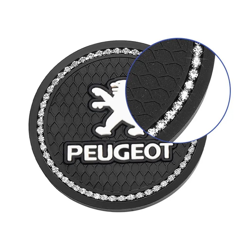 Car Coasters Non-slip Diamond Cup Pads Auto Interior Accessories For PEUGEOT 208 308 2008 3008 3008 4008 RCZ 607 108 206 207 307