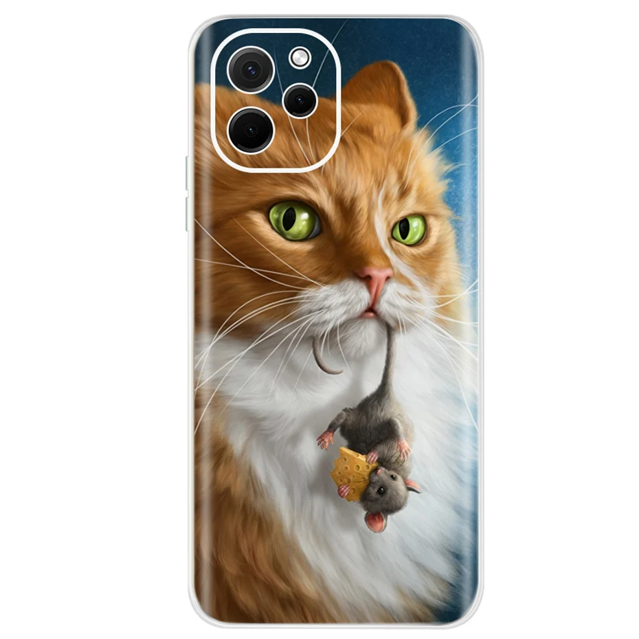 Soft Silicone Case For Huawei Nova Y61 Clear TPU Phone Case For Huawei Nova Y61 EVE-LX9 EVE-LX3 Cute Butterfly Cat Pattern Coque