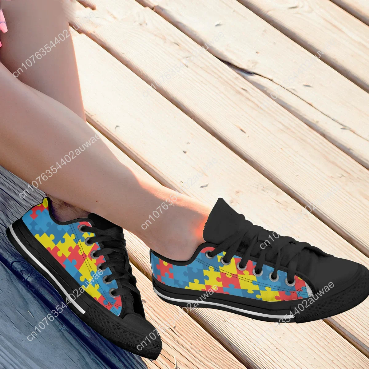 Autism Awareness Sneakers Shoes Women Flats Shoes Unisex Classic Low Top Canvas Shoes Female Puzzle Tenis Feminino