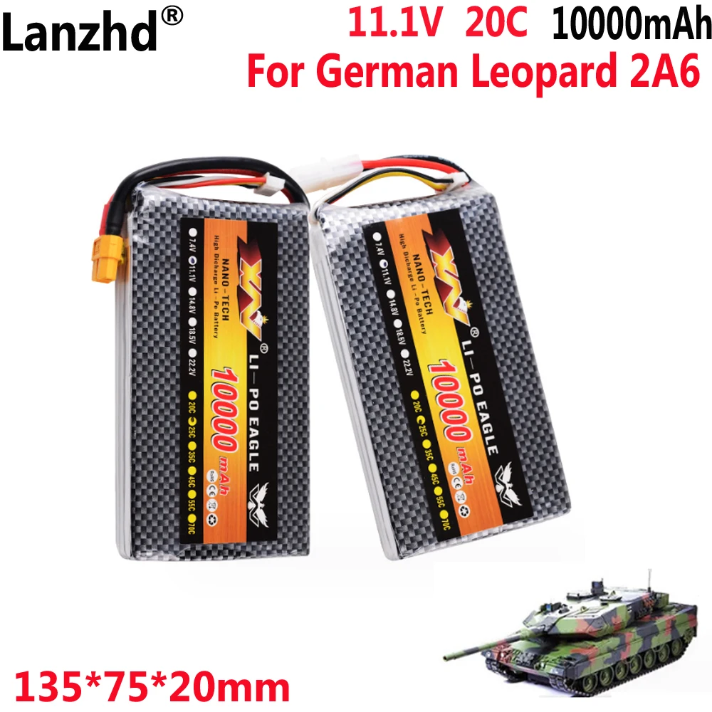 11.1V 20C 10000mAh battery For German Leopard 2a6 Remote Control Tank and USE for Remote Control Toy battery