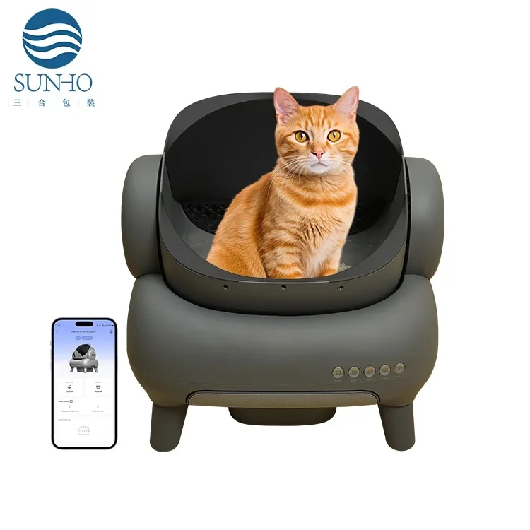 Custom Automatic High Quality Pet Toilet Cat Litte Tray Remote App Control Large Capacity Luxury Cat Liter Box