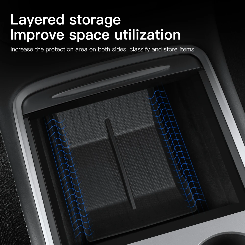 YZ Full TPE Central Control Storage Box For Tesla Model 3 Model Y Center Console Armrest Front Rear Organizer Storage Box Case