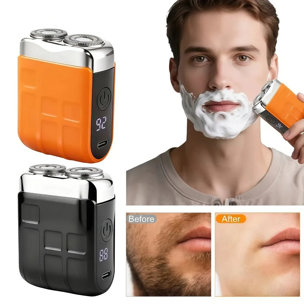

USB Rechargeable Mini Electric Shaver Washable Low Noise Beard Trimmer Intelligent Dual Control Dry and Wet Use Electric Razor