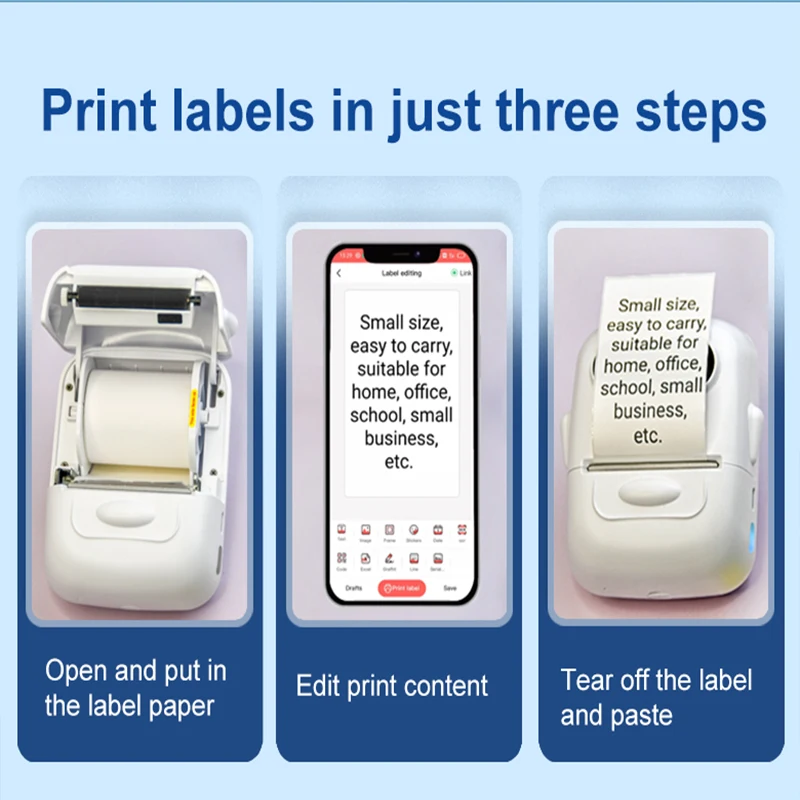 Mini Portable Printer HD Photo Bluetooth-Compatible Business Barcode Price Tag Cable Wireless Sticker Thermal Label Printer