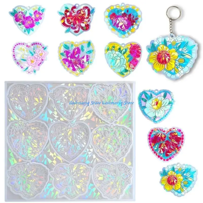 573B قلادة قلب ثلاثية الأبعاد رائعة من السيليكون لصنع المجوهرات على شكل سلسلة مفاتيح ذاتية الصنع #2