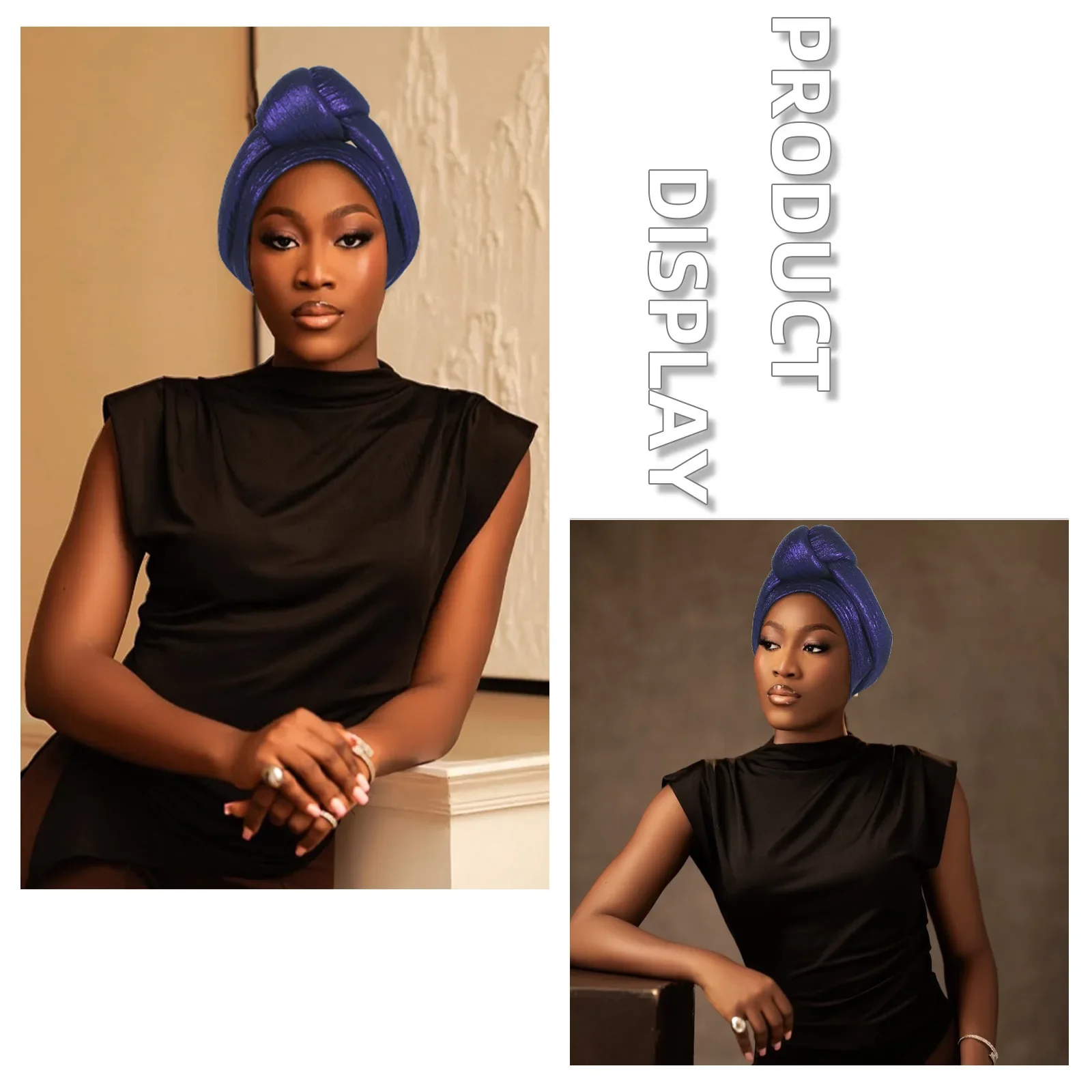 

Shining Top Knotted African Headtie Women's Turban Cap Traditional African Headdress Auto Gele Head Wraps Nigerian Wedding Geles