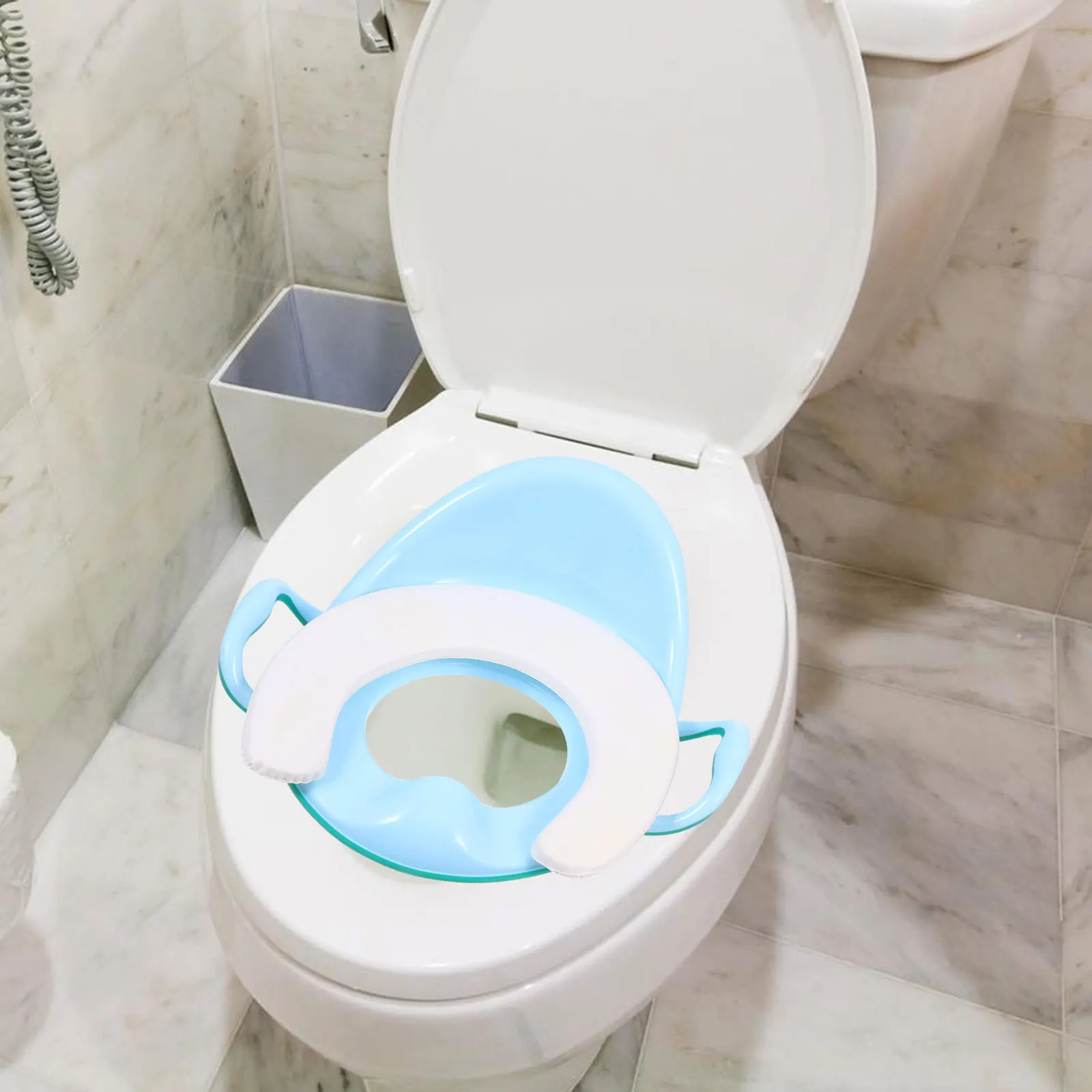 

Baby Toilet Seat Cushioned Handle Potty Trainer Comfortable Kids Training Ring Anti TPE Glue Non Slip Design