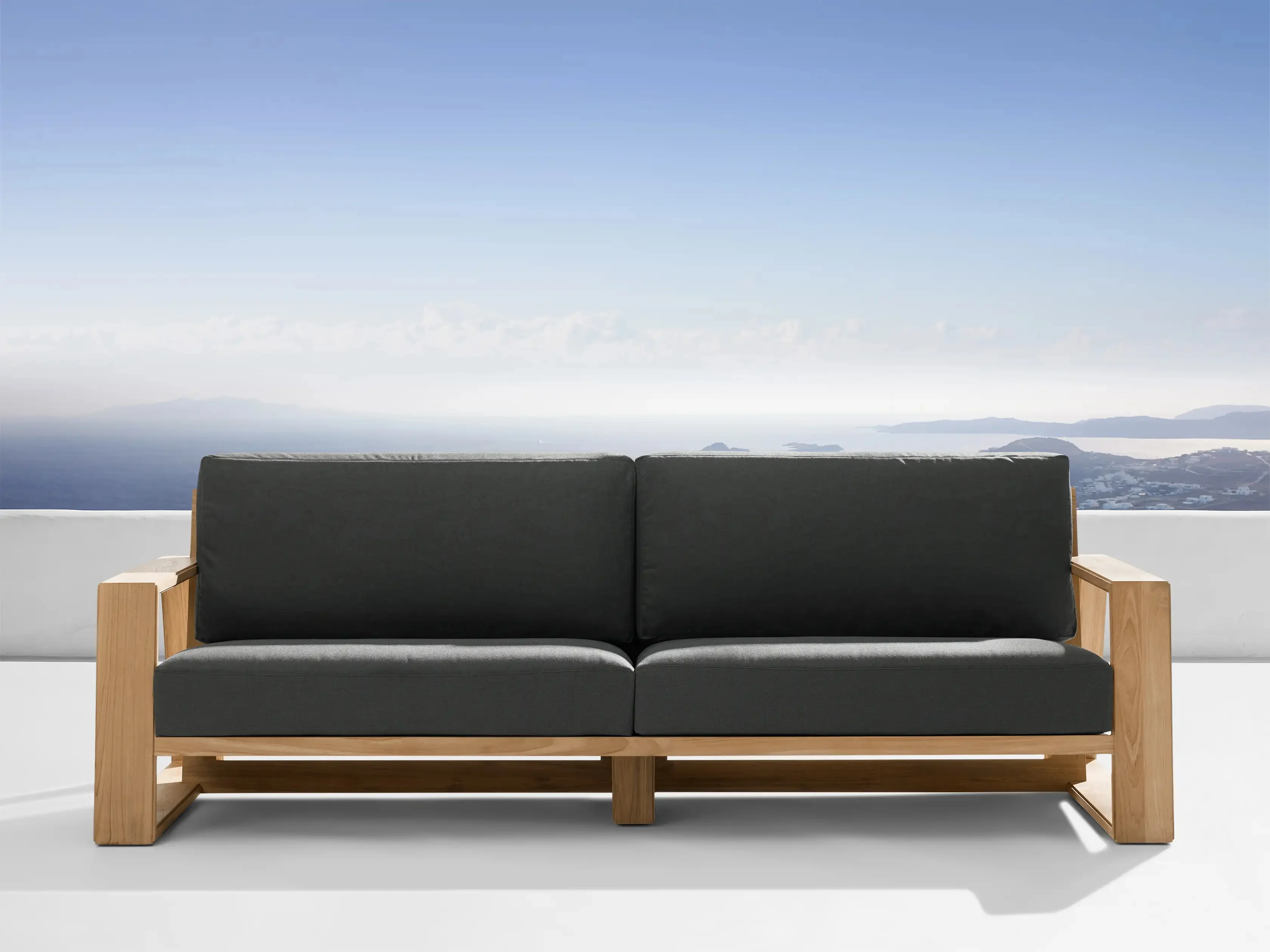 American-style Outdoor Solid Wood Teak Garden Sofa and Leisure Sofa