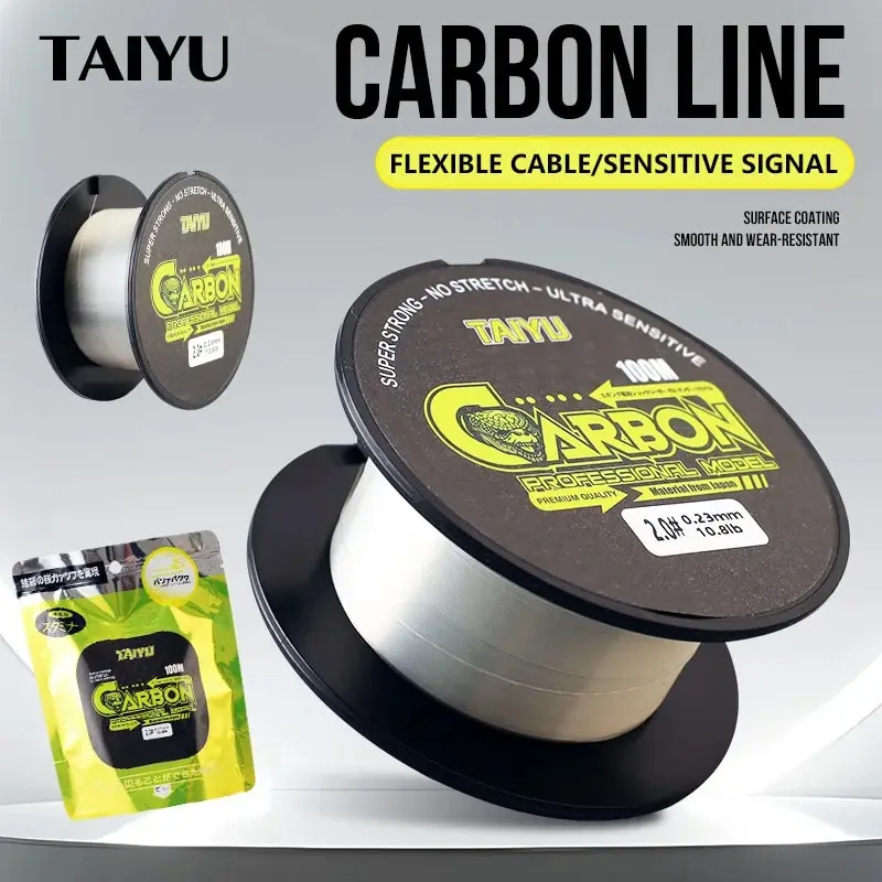 TAIYU 100M Standard Carbon Fishing Line Japan Materials 4LB-33LB Carbon Fiber Leader Wire 0.14mm-0.47mm Carp Fly Fishing Line