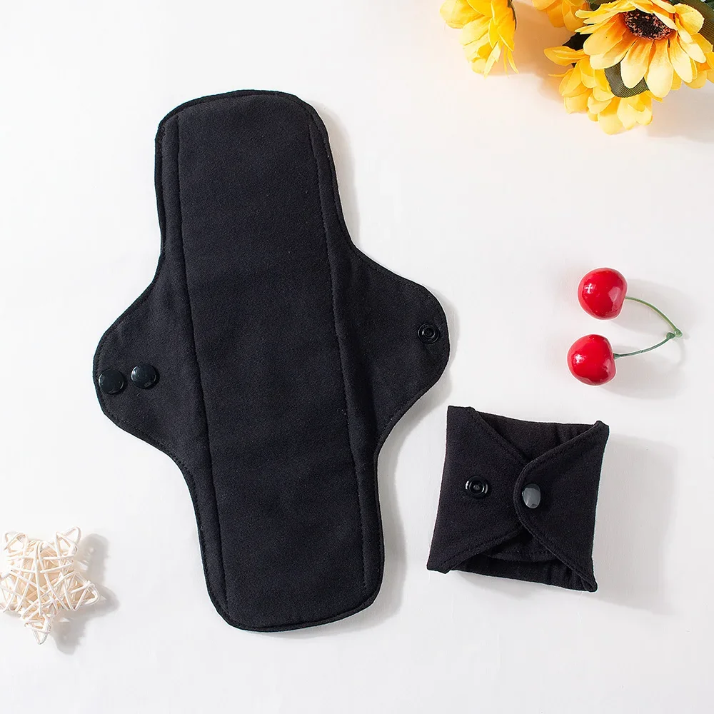 Picture 4: Black Cotton Sanitary Pad Reusable Menstrual Pads Heavy Flow Women Menstrual Period Washable Sanitary Napkin Dropshipping