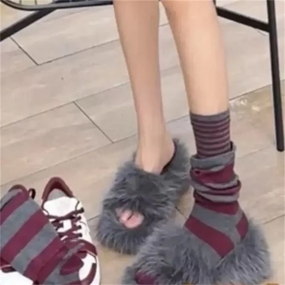 4 أزواج وهمية قطعتين كشكش شريط تخزين فضفاض المرقعة المرأة تدفئة الساق الدافئة مريحة منتصف جوارب أنبوبية طالب
