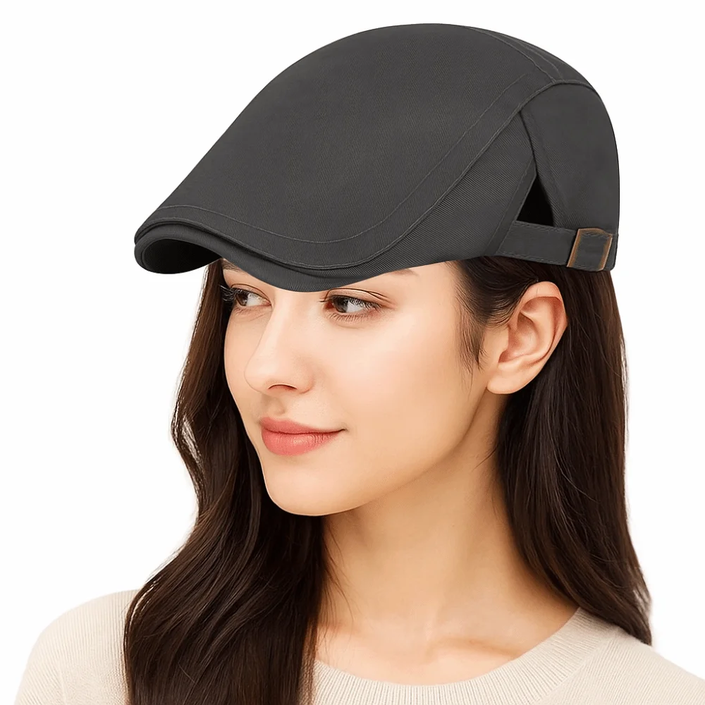 تنفس بلون الرجال قبعة بيريه قابل للتعديل الكورية نمط شبكة قبعة مسطحة عادية واقية من الشمس إلى الأمام بلغت ذروتها قبعة الرجال #2