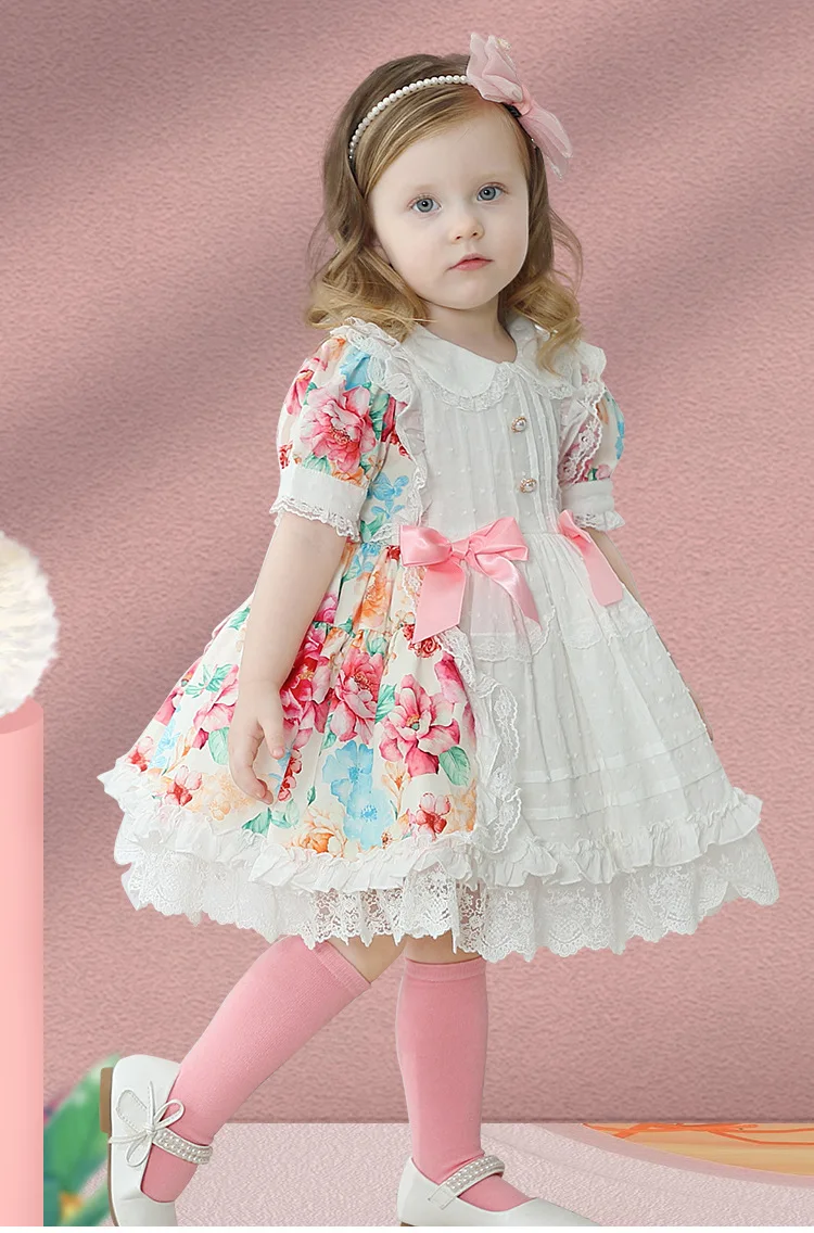 Bubble Skirt Tutu Lolita Floral New Toddler Girl Dresses Baby Summer Dress Kids Girls Soft Cotton Princess Dress Clothes Vestido