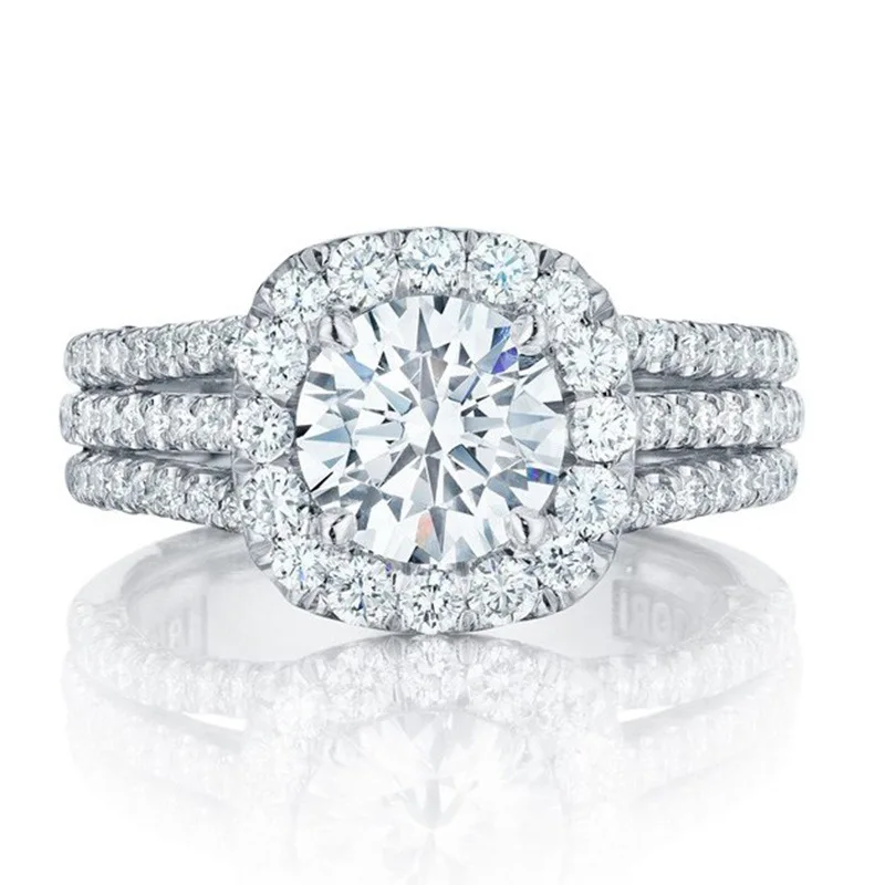 Moonso Arrival Luxury Gold Silver Color Engagement Ring for Women Anniversary Gift Jewelry Wholesale R8444b