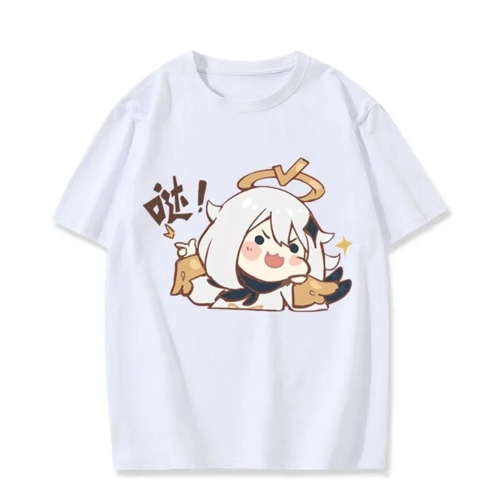 Genshin Impact Paimon Cosplay Men's Fashion T Shirt Men Women Anime T-shirt Casual Sports Summer Clothing Harajuku Streetwear