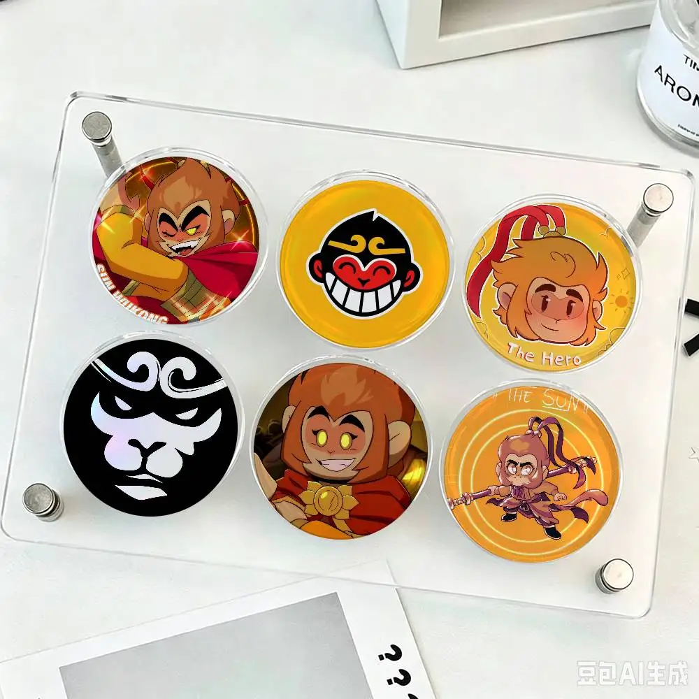 Anime Sun logo Wukong Pin  Round Badge Game Figure Button Pin Tinplate Brooch Clothes Bag Accessories Friends Gift