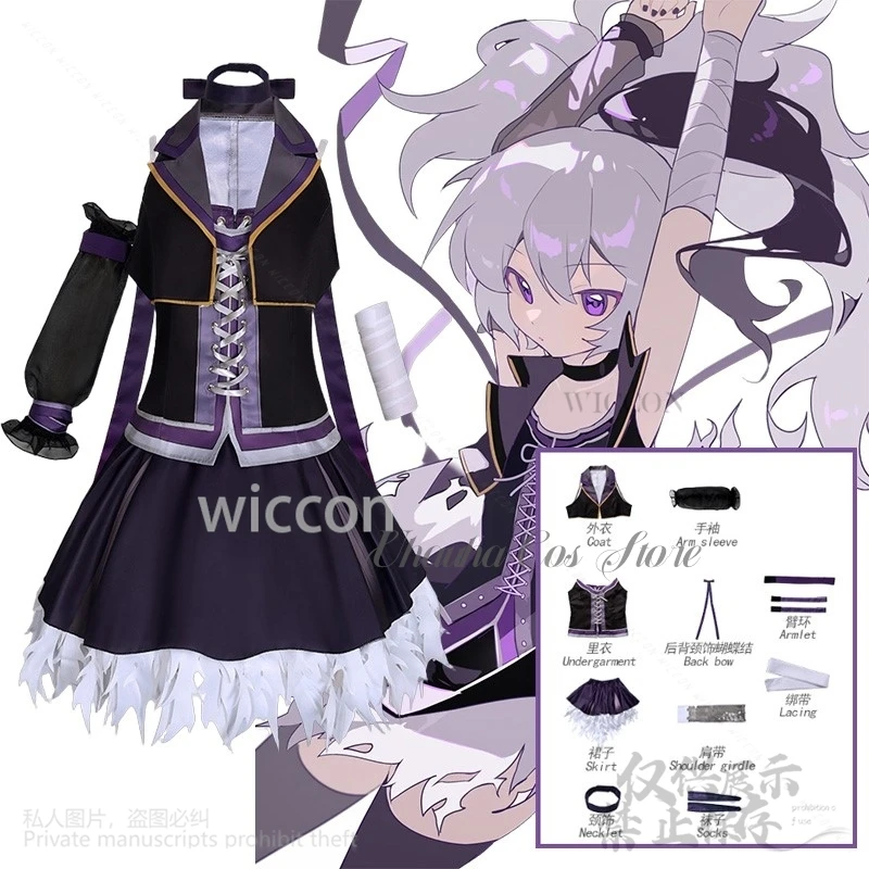 

Костюмы виртуального YouTuber с цветком V3, короткое мини-платье для вечеринки, фиолетовая Лолита для девочек и женщин, Хэллоуин, Рождественская вечеринка по индивидуальному заказу