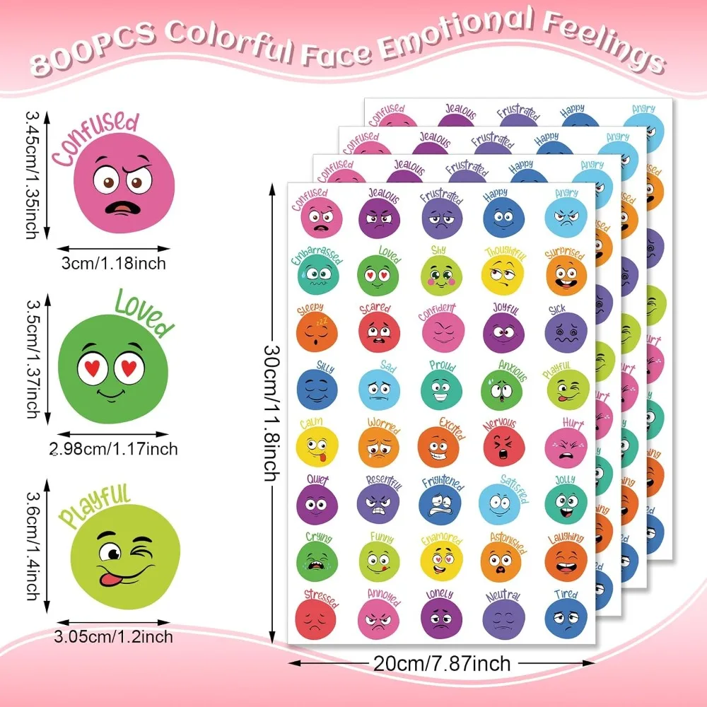 1000 Pcs Emoji Mood Stickers Emotional Feelings Face Reward Stickers for Kids Teachers Classroom