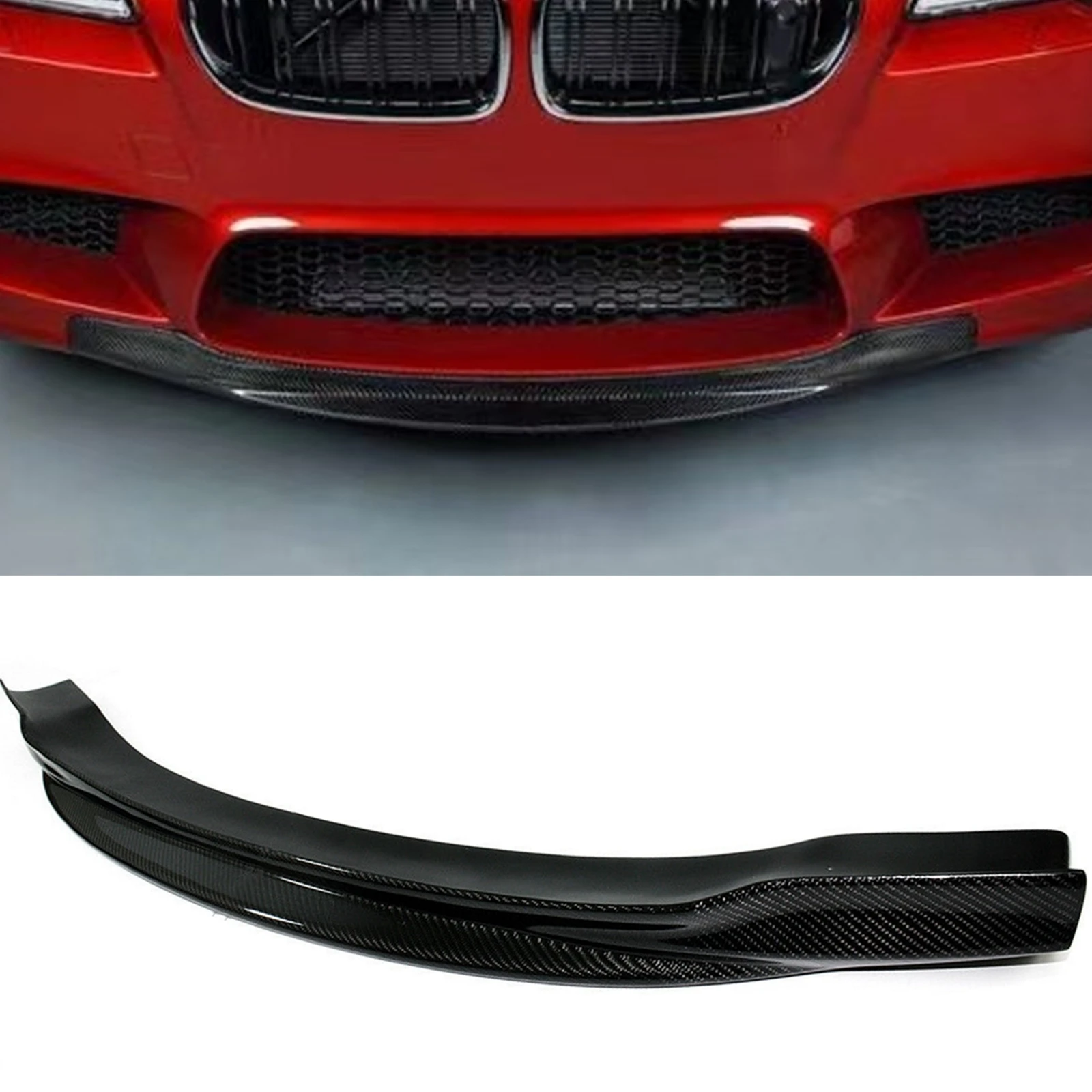 Front Bumper Spoiler Lip For BMW F10 M5 2012-2017 4-Door Sedan Carbon Fiber Lower Center Guard Plate Splitter Blade Protector