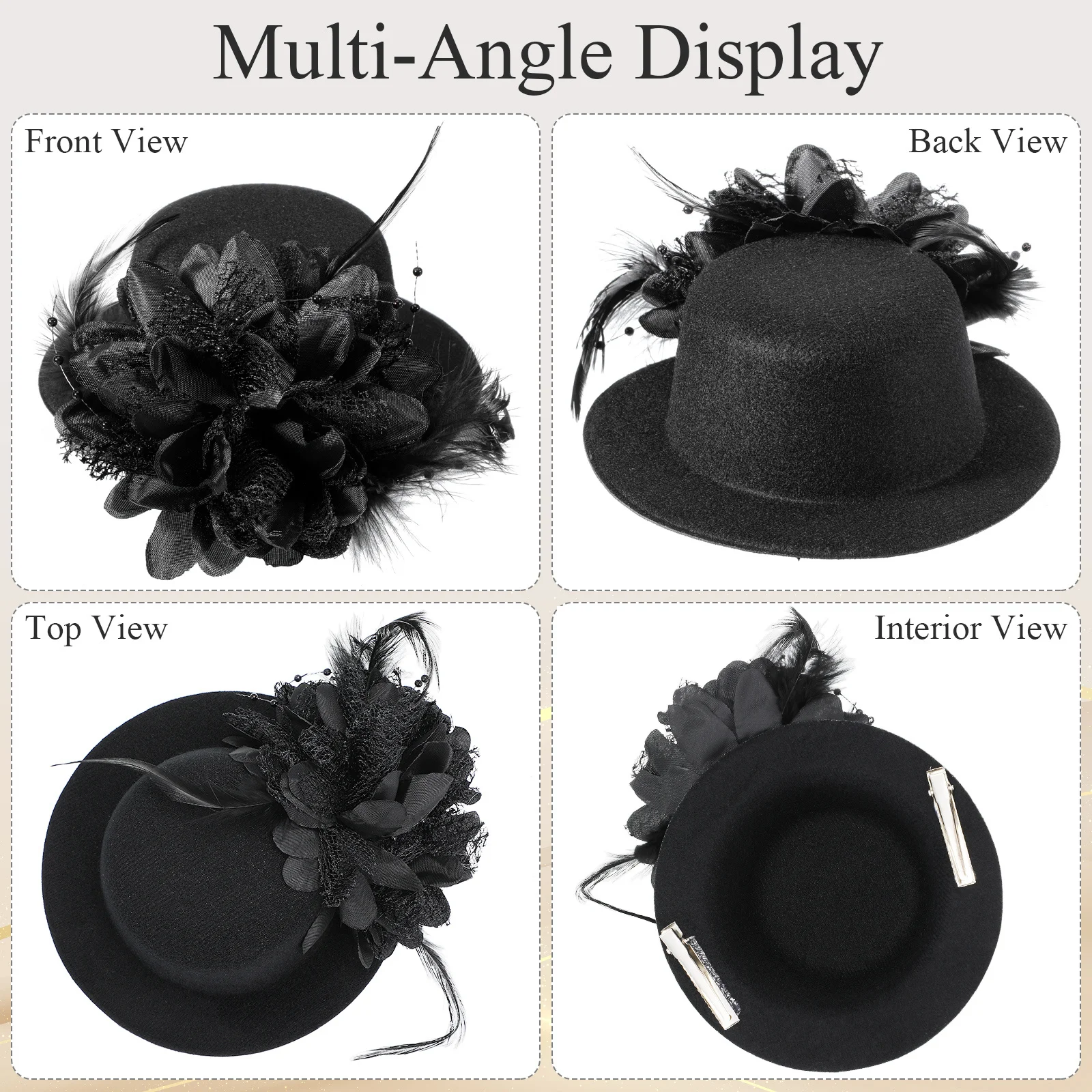 مشبك شعر أنيق على شكل قبعة مقاس 13 سم من نسيج شبكي ناعم ومشابك مزدوجة آمنة لحفلات الزفاف وإكسسوارات الشعر لحفلات الزفاف