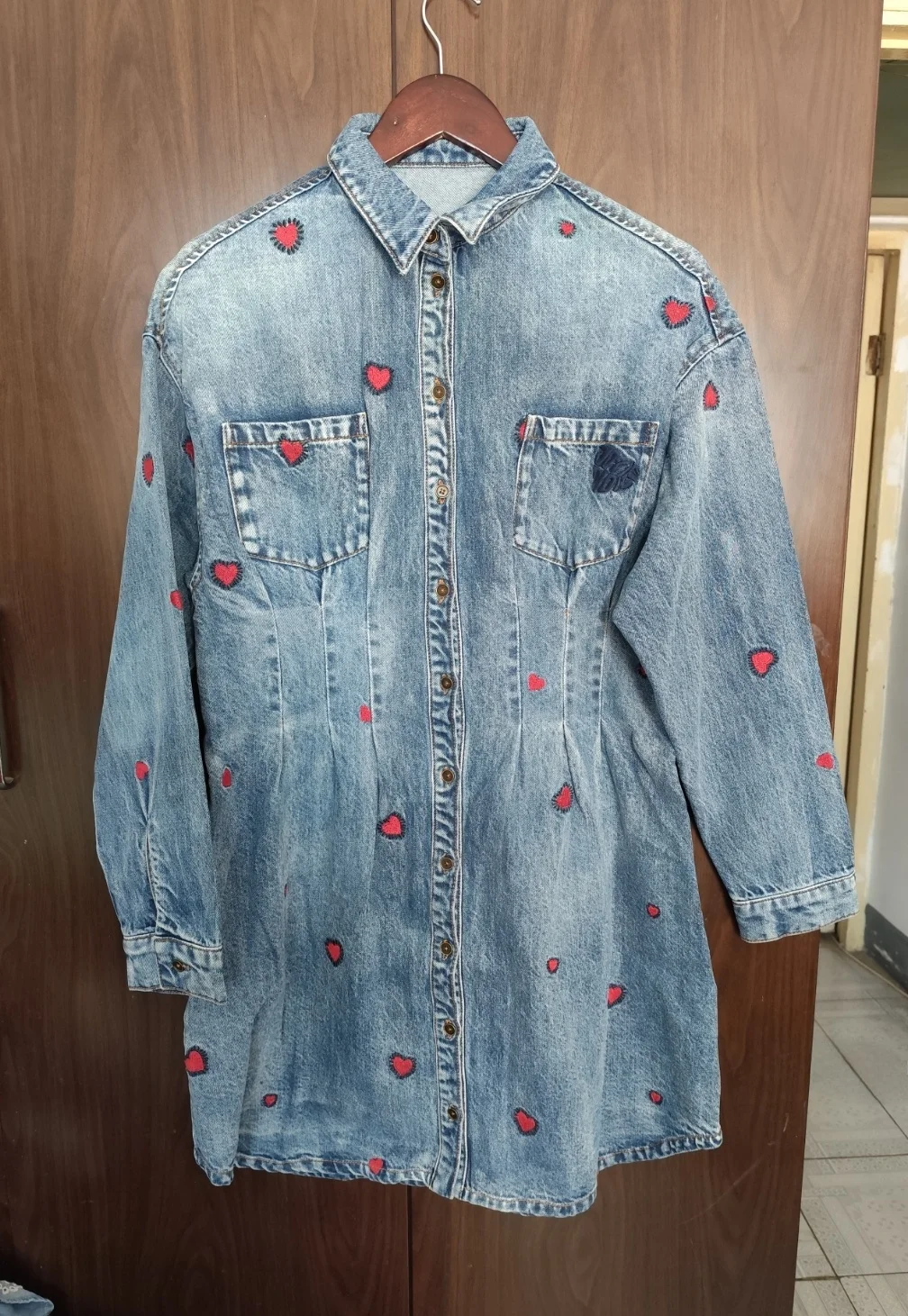 

Faionable Ladies' Denim Jaet ort Outerwear Slim Fit Cotton Blend Zipper Closure Square Collar Regular Sve Length
