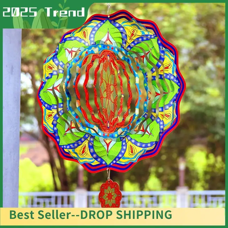 

AA14 New Stainless Steel Wind Spinner Indoor Outdoor Garden Decoration 11.6 Inch Multi Color Mandala Wind Spinners Gift