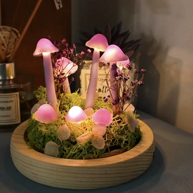 Mushroom lamp cute creative night light DIY finished product for friends birthday gift tabletop ornament