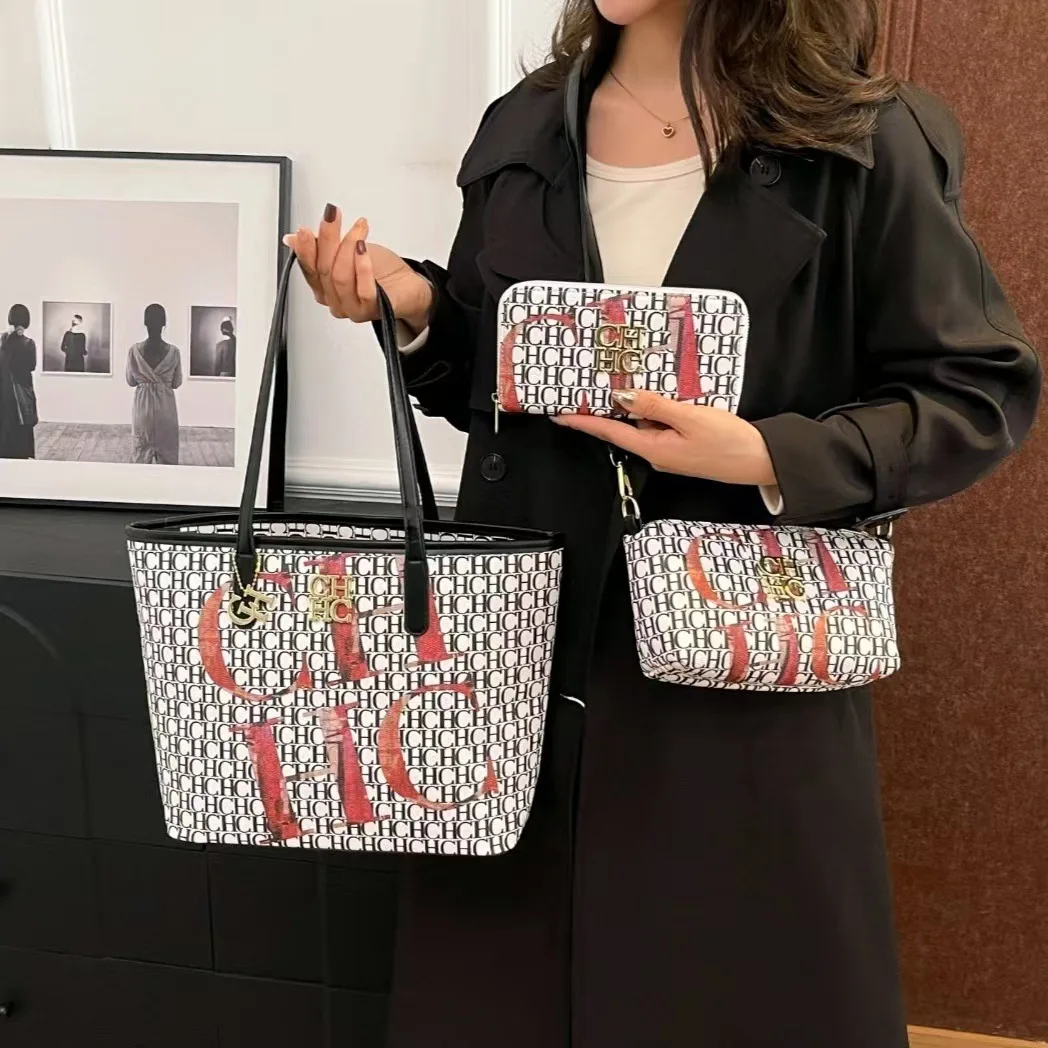 

Просторий набор больших сумок для женщин, двухцветная сумка-тоут большой вместимости с сумкой, повседневная сумка-шоппер в винтажном стиле, практичная рабочая и дорожная сумка