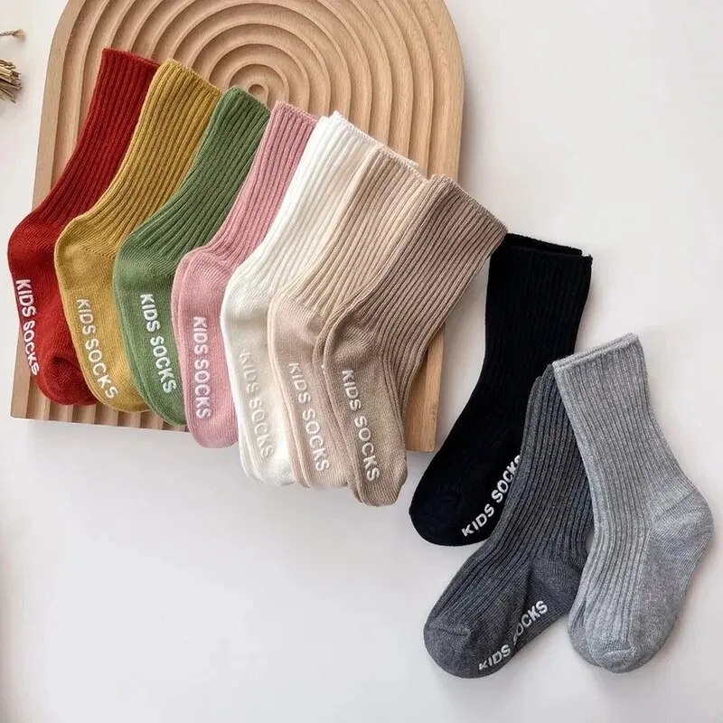 3Pairs/Lot Baby Socks Boys Girls Cotton Stripe Soft Sock Kids Toddler Non-Slip Rubber Grips Floor Socken For 0-3 Years