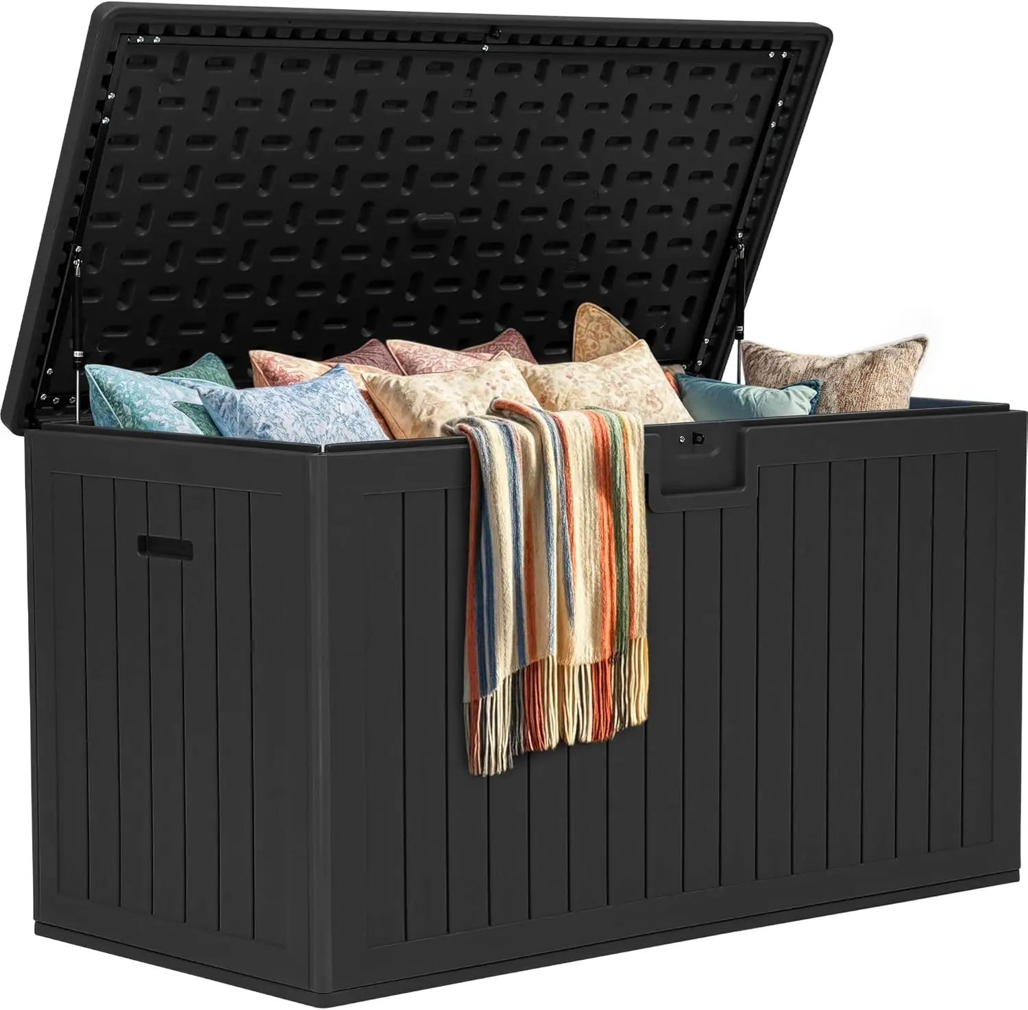

80-260 Gallon Extra Large Deck Box Double-Wall Resin Outdoor Storage Box with Flexible Divider for Patio Cushions Pool Supplies