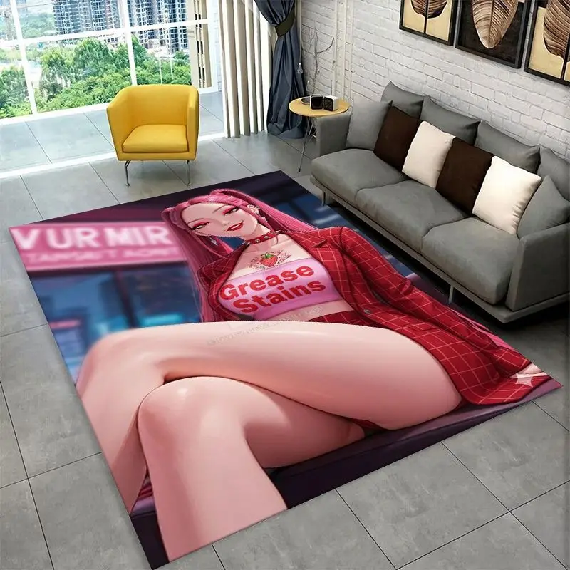 KPop D-Demon H-Hunters S-Saja Cartoon Non-Slip Area Rug for Living Room Bedroom Playroom,Carpet Floor Mat for Home Decor Holiday
