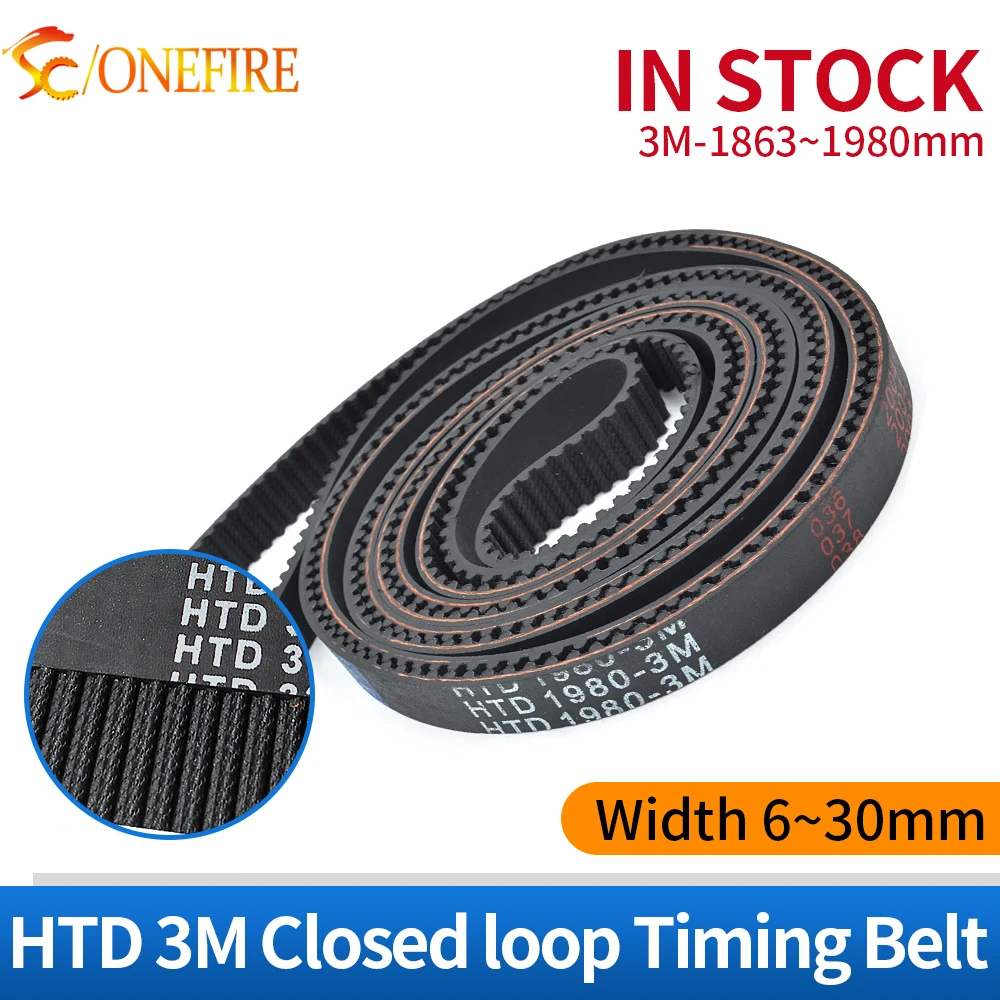 ONEFIRE HTD 3M Timing belt Lp=1863/1875/1905/1953/1980mm Width 6-30mm Rubber Synchronous belts