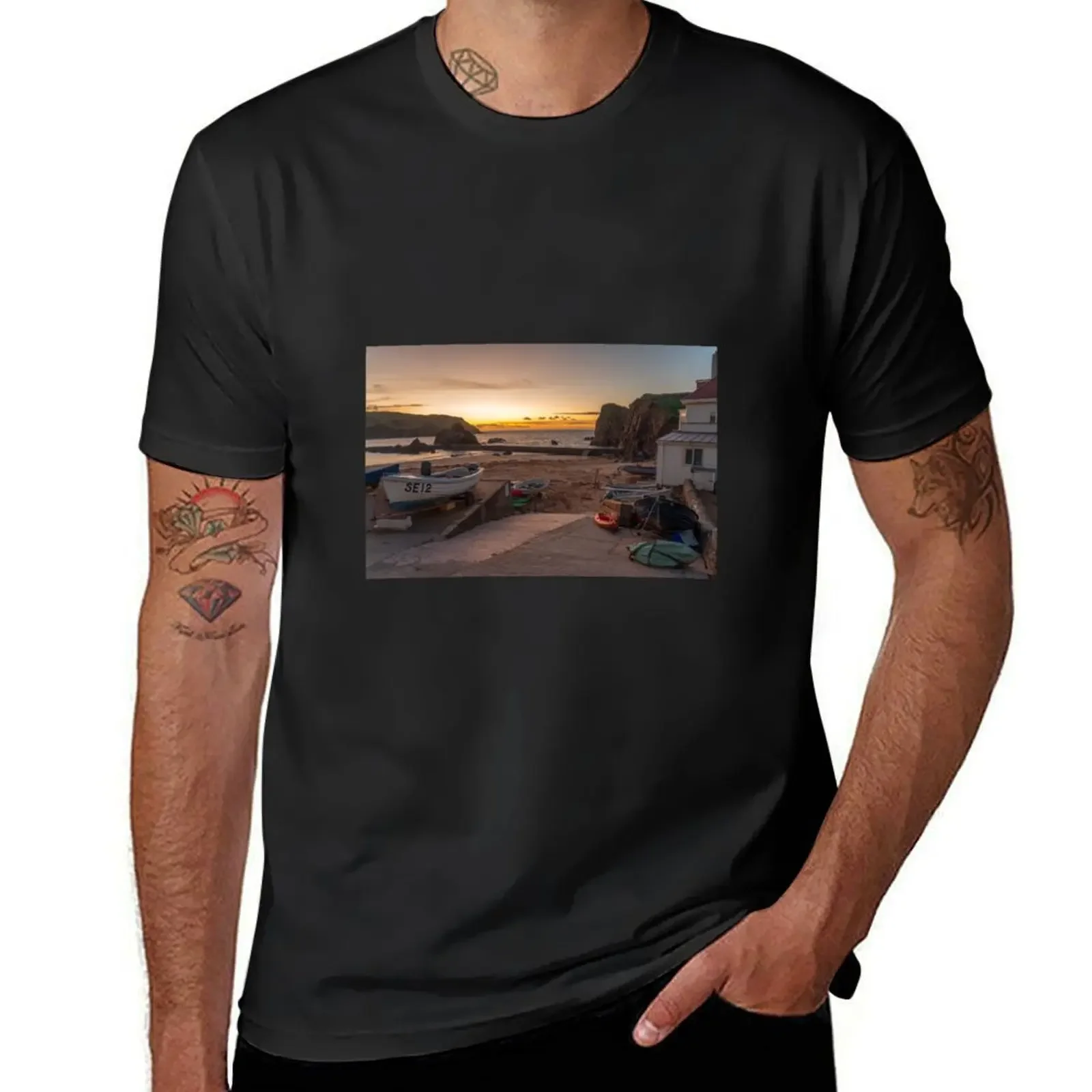 Hope Cove Sunset T-Shirt sweat hippie clothes man t shirt men t shirts