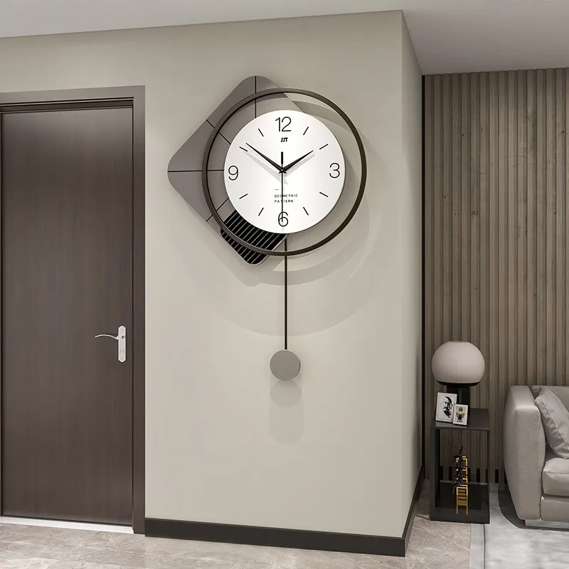 

Creative Geometric Figure Automatic Swing Decorative Clock Minimalist Living Room Wall Clock Silent Sweep Seconds Quartz Watch