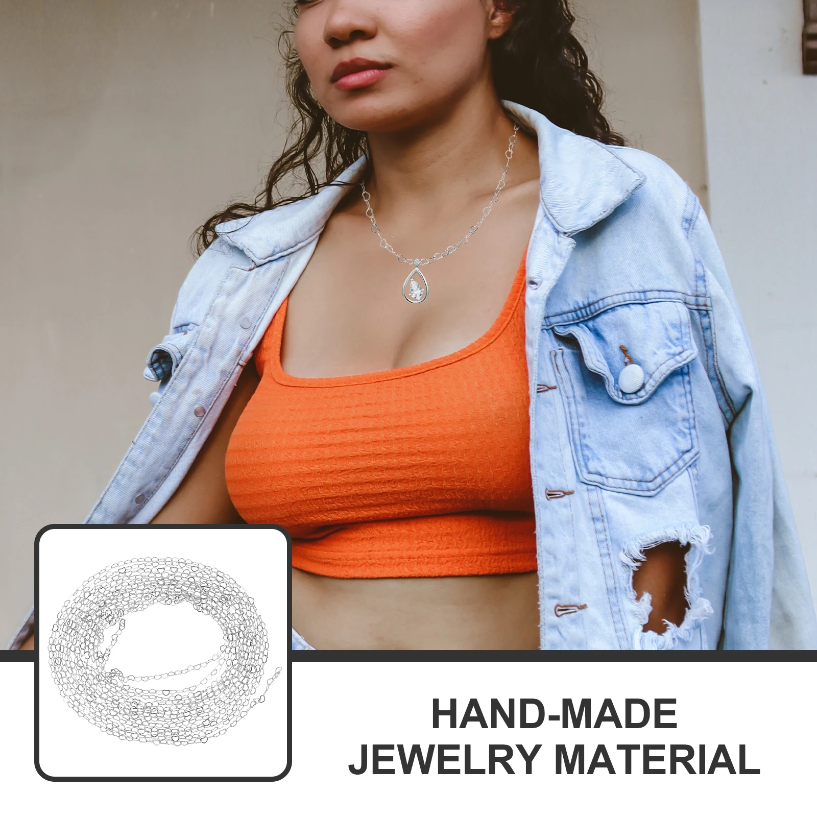 

Heart Link Metal Jewelry Making Kit For Necklace Bracelet Diy Craft Supplies Durable Alloy Easy Connection Chain Set Heart