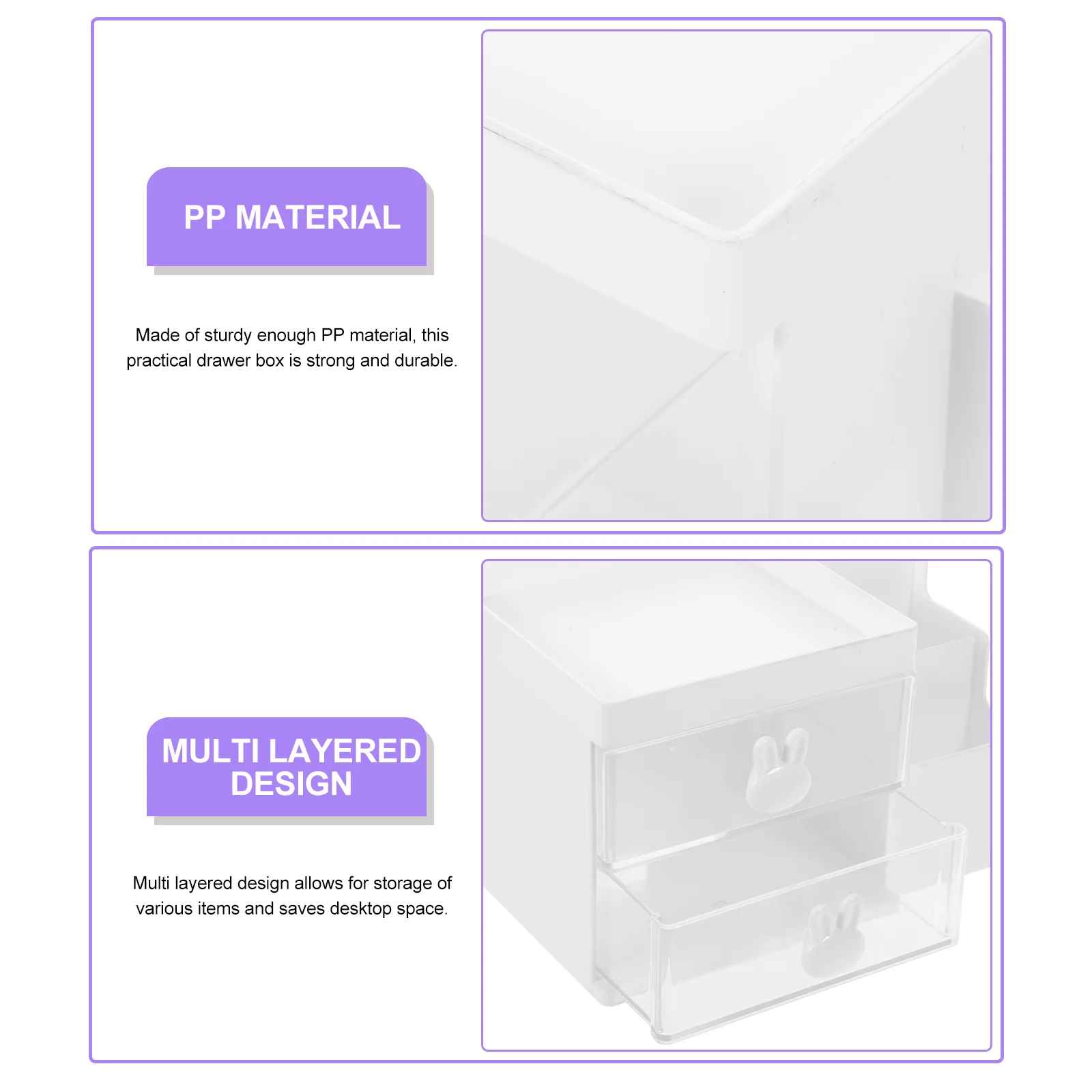 Desktop Pen Holder Storage Box Drawer-type Office Stationery Cosmetics Multi-Function Organizing Rack (White) Organizer